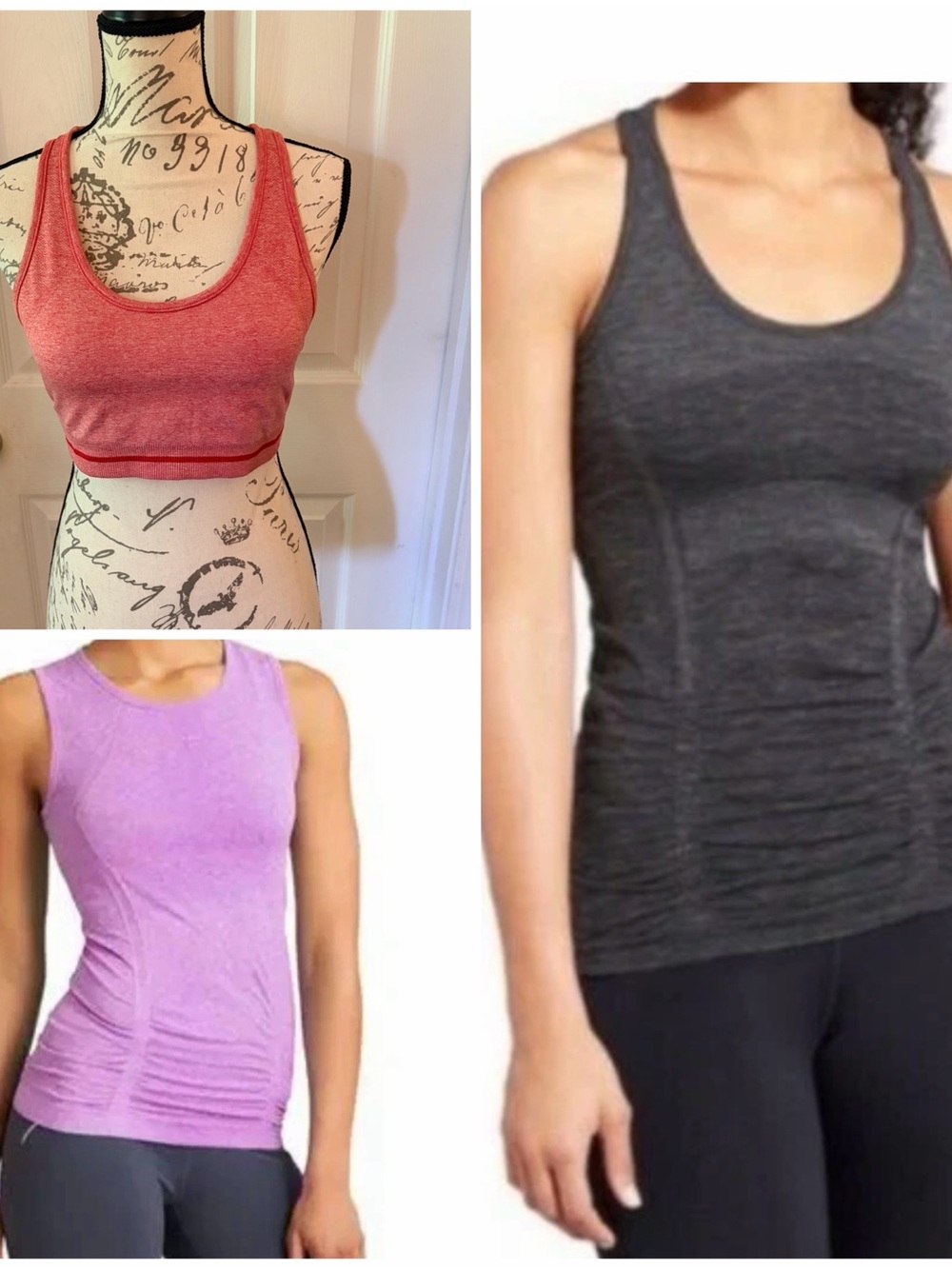 Athleta Anti Stink Tech Bundle  2 Workout Tanks & Seamless Racerback Sports bra